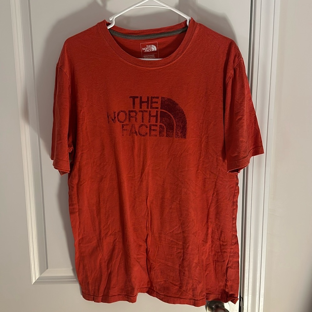 Burnt orange North Face T-shirt, size L.